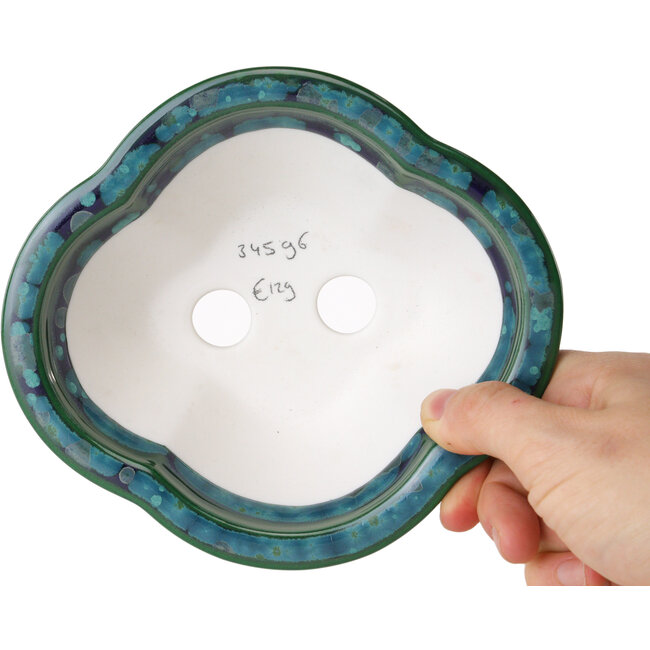 Maceta de bonsái Mokko verde y azul de Heian Kosen - 153 x 140 x 53 mm