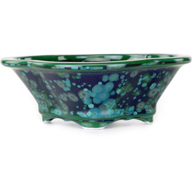 Vaso bonsai Mokko verde e blu di Heian Kosen - 153 x 140 x 53 mm