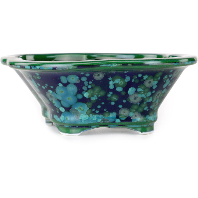 Maceta de bonsái Mokko verde y azul de Heian Kosen - 153 x 140 x 53 mm