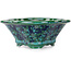 Mokko green and blue bonsai pot by Heian Kosen - 153 x 140 x 53 mm