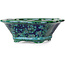 Mokko groene en blauwe bonsaipot van Heian Kosen - 153 x 140 x 53 mm
