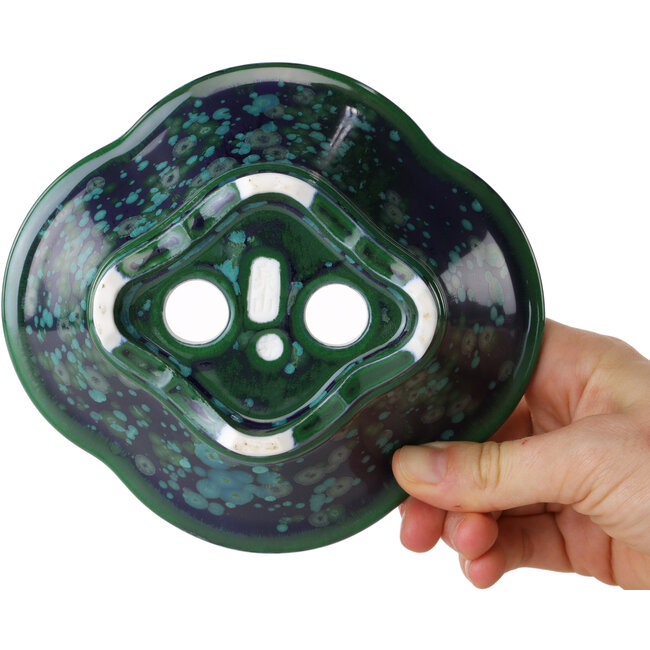 Mokko groene en blauwe bonsaipot van Heian Kosen - 153 x 140 x 53 mm