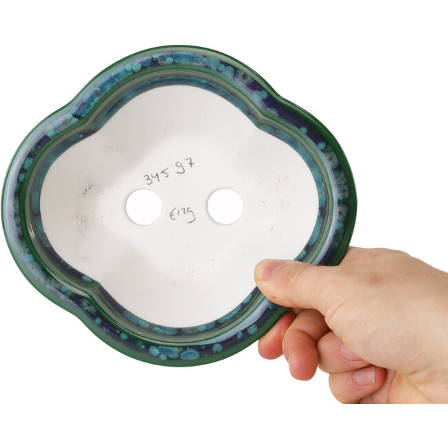 Maceta de bonsái Mokko verde y azul de Heian Kosen - 153 x 140 x 53 mm