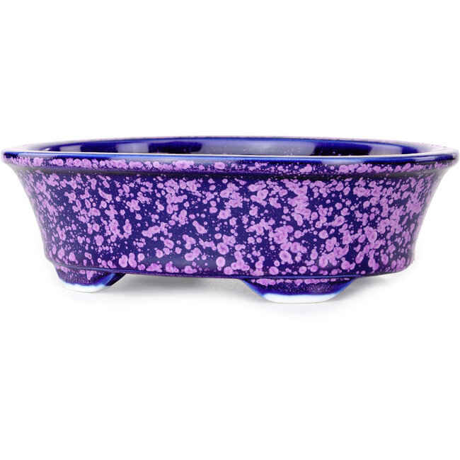 Oval purple bonsai pot by Heian Kosen - 180 x 142 x 52 mm
