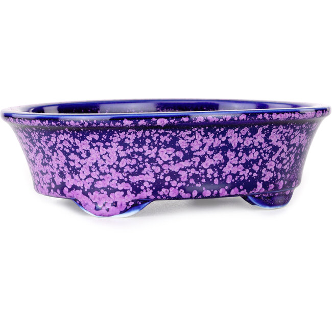 Oval purple bonsai pot by Heian Kosen - 180 x 142 x 52 mm