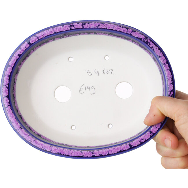 Oval purple bonsai pot by Heian Kosen - 180 x 142 x 52 mm