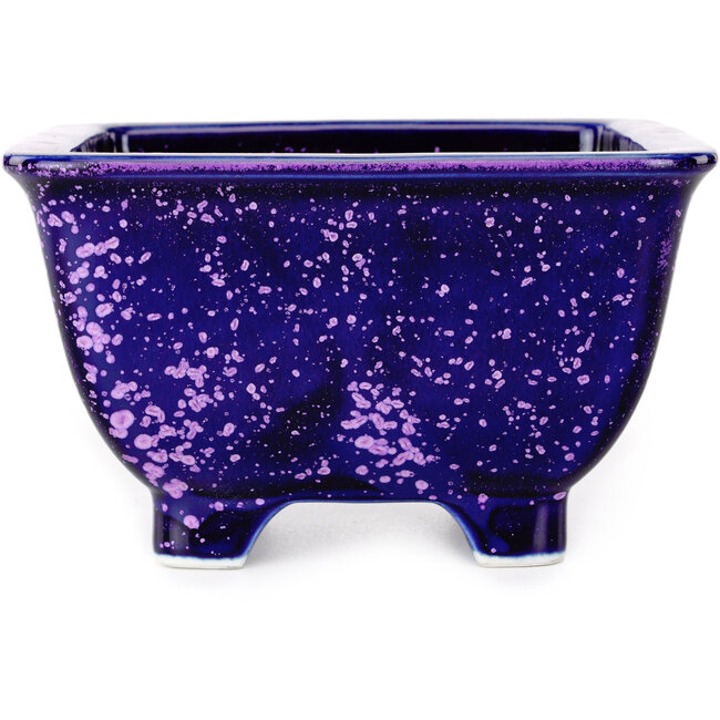 Square purple bonsai pot by Heian Kosen - 133 x 133 x 80 mm
