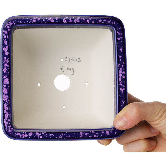 Pot à bonsaï carré violet de Heian Kosen - 133 x 133 x 80 mm