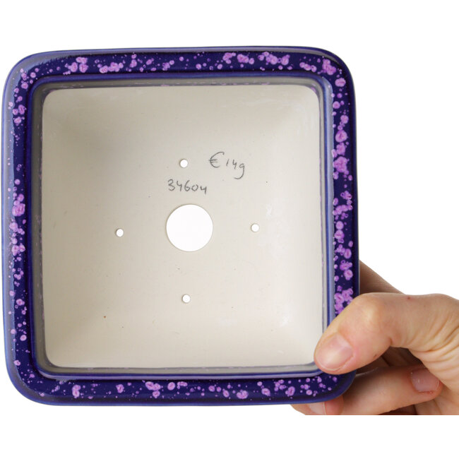 Pot à bonsaï carré violet de Heian Kosen - 133 x 133 x 80 mm