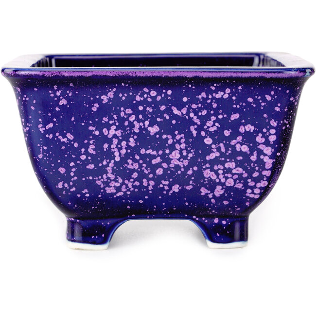 Square purple bonsai pot by Heian Kosen - 133 x 133 x 80 mm