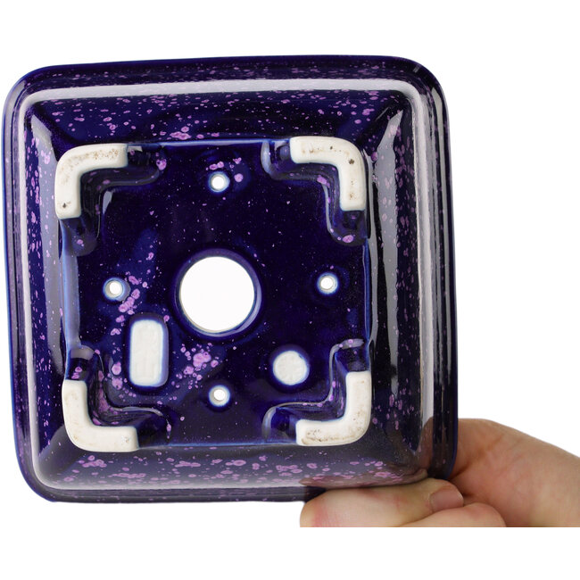 Square purple bonsai pot by Heian Kosen - 133 x 133 x 80 mm