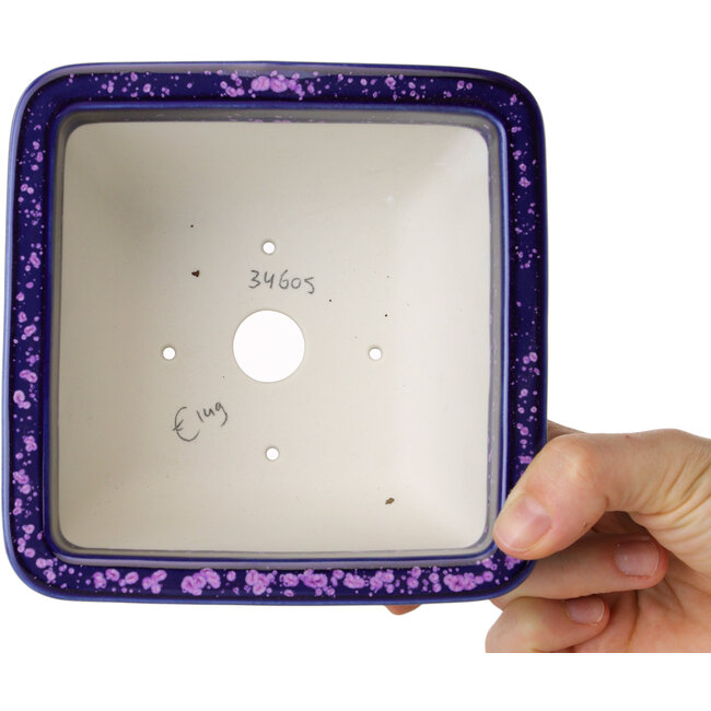 Square purple bonsai pot by Heian Kosen - 133 x 133 x 80 mm