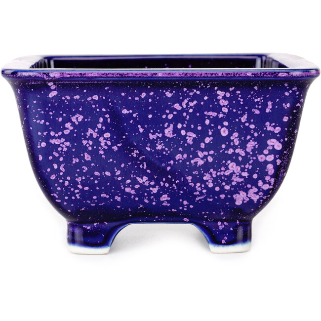 Square purple bonsai pot by Heian Kosen - 133 x 133 x 80 mm