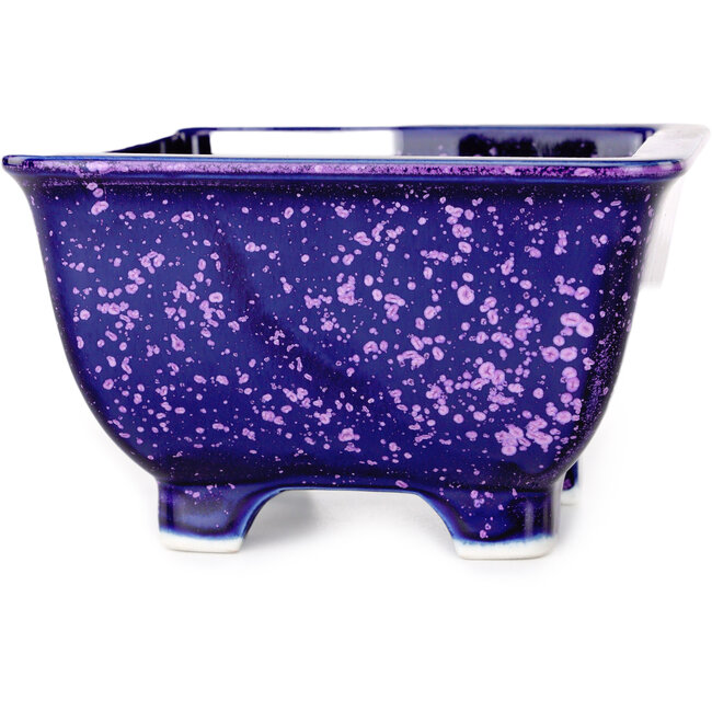 Square purple bonsai pot by Heian Kosen - 133 x 133 x 80 mm