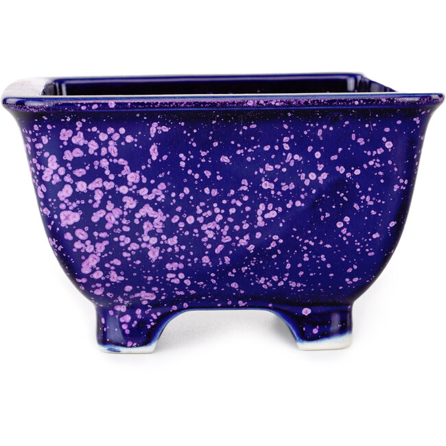 Square purple bonsai pot by Heian Kosen - 133 x 133 x 80 mm