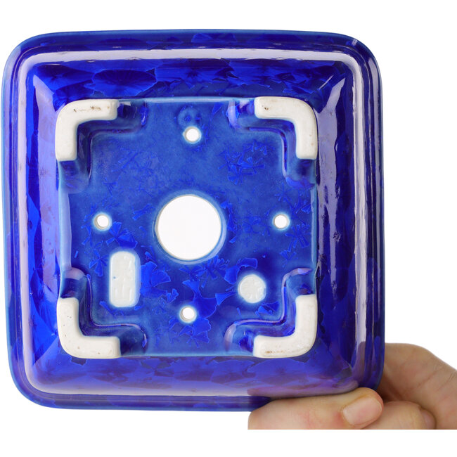 Maceta cuadrada azul para bonsái de Heian Kosen - 133 x 133 x 80 mm