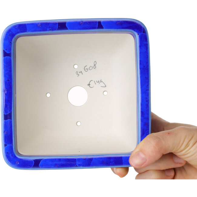 Pot à bonsaï carré bleu par Heian Kosen - 133 x 133 x 80 mm