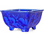 Square blue bonsai pot by Heian Kosen - 133 x 133 x 80 mm