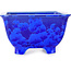 Square blue bonsai pot by Heian Kosen - 133 x 133 x 80 mm