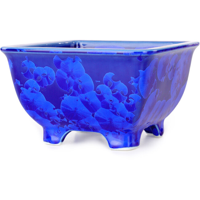 Pot à bonsaï carré bleu par Heian Kosen - 133 x 133 x 80 mm