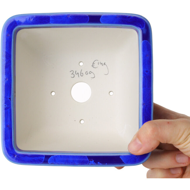 Maceta cuadrada azul para bonsái de Heian Kosen - 133 x 133 x 80 mm