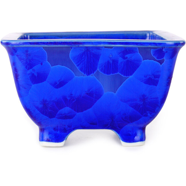 Square blue bonsai pot by Heian Kosen - 133 x 133 x 80 mm