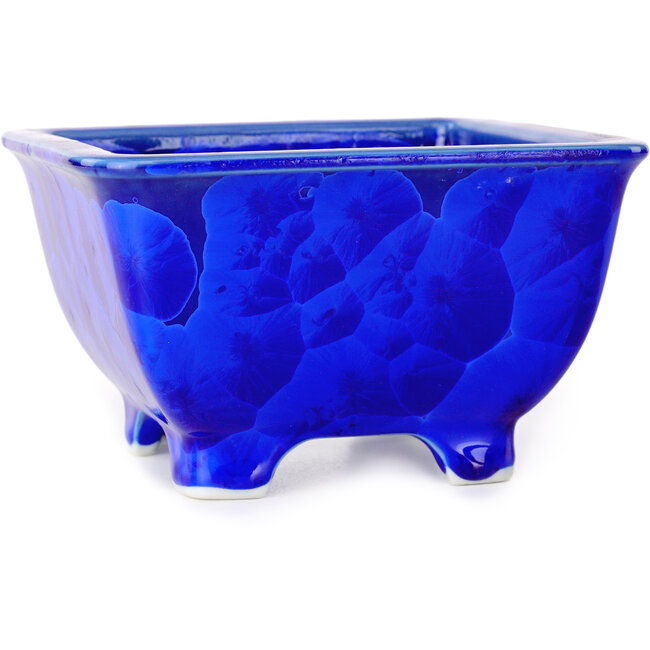 Square blue bonsai pot by Heian Kosen - 133 x 133 x 80 mm