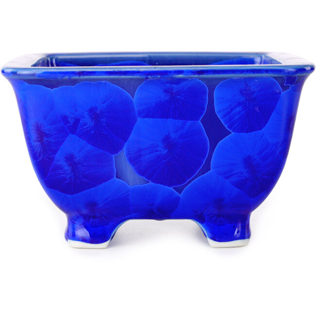 Square blue bonsai pot by Heian Kosen - 133 x 133 x 80 mm
