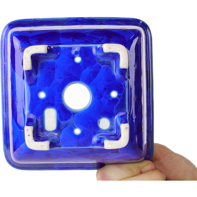Maceta cuadrada azul para bonsái de Heian Kosen - 133 x 133 x 80 mm