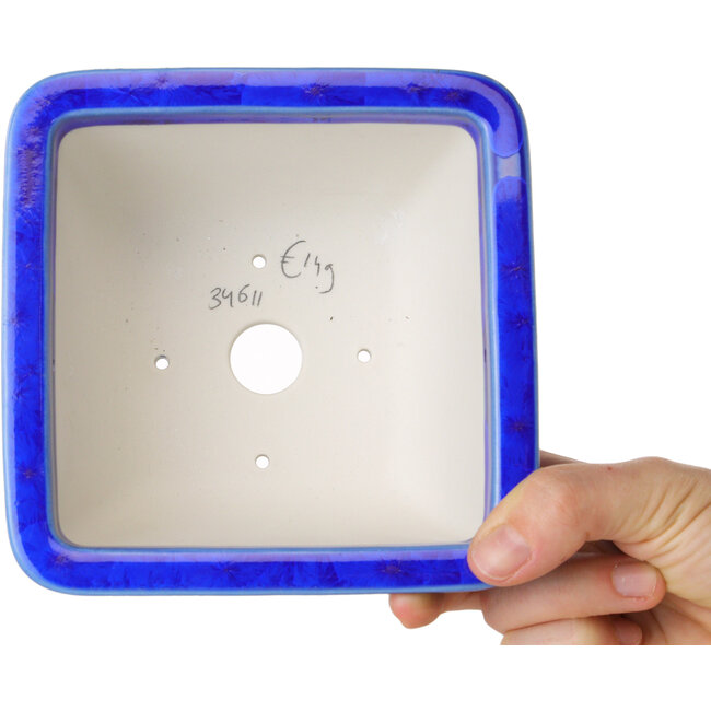 Maceta cuadrada azul para bonsái de Heian Kosen - 133 x 133 x 80 mm