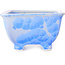 Square white and blue bonsai pot by Heian Kosen - 133 x 133 x 80 mm