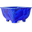 Square blue bonsai pot by Heian Kosen - 133 x 133 x 80 mm