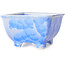 Vierkante witte en blauwe bonsaipot van Heian Kosen - 133 x 133 x 80 mm