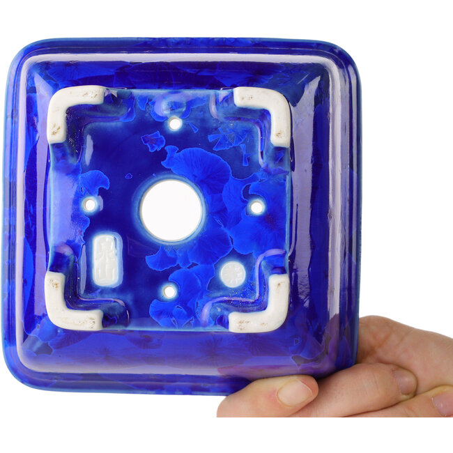 Maceta cuadrada azul para bonsái de Heian Kosen - 133 x 133 x 80 mm