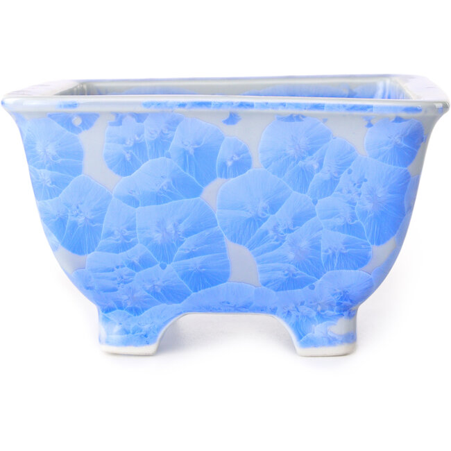 Square white and blue bonsai pot by Heian Kosen - 133 x 133 x 80 mm