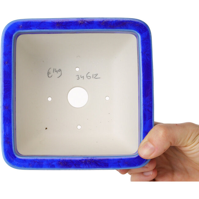 Maceta cuadrada azul para bonsái de Heian Kosen - 133 x 133 x 80 mm