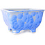 Pot à bonsaï carré blanc et bleu par Heian Kosen - 133 x 133 x 80 mm