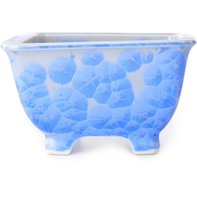Square white and blue bonsai pot by Heian Kosen - 133 x 133 x 80 mm