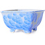 Pot à bonsaï carré blanc et bleu par Heian Kosen - 133 x 133 x 80 mm