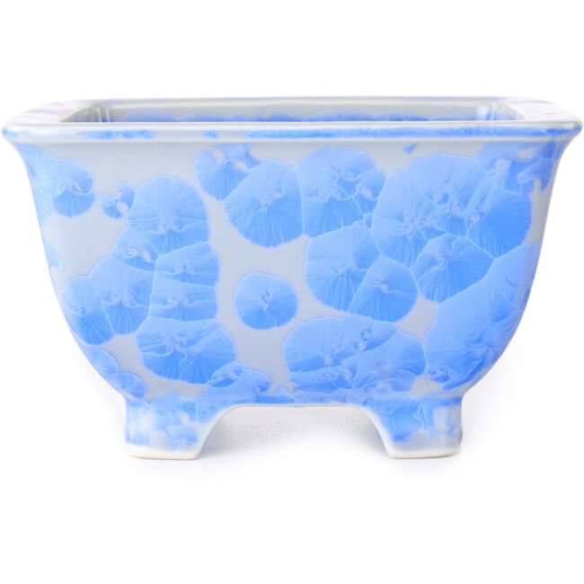Square white and blue bonsai pot by Heian Kosen - 133 x 133 x 80 mm