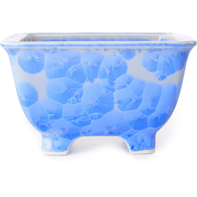 Square white and blue bonsai pot by Heian Kosen - 133 x 133 x 80 mm