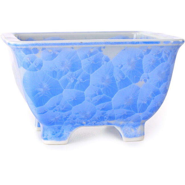 Square white and blue bonsai pot by Heian Kosen - 133 x 133 x 80 mm