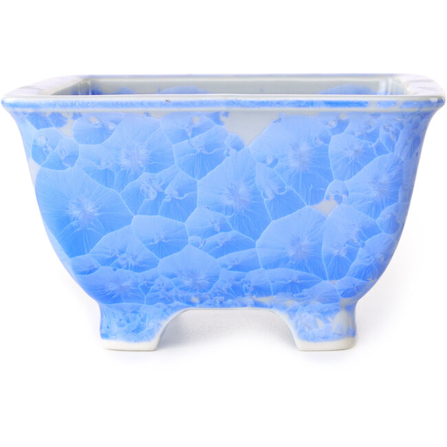 Vaso bonsai quadrato bianco e blu di Heian Kosen - 133 x 133 x 80 mm