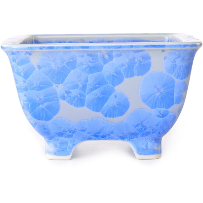 Square white and blue bonsai pot by Heian Kosen - 133 x 133 x 80 mm