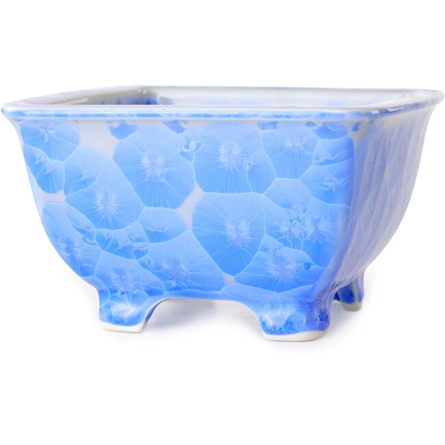 Vaso bonsai quadrato bianco e blu di Heian Kosen - 133 x 133 x 80 mm