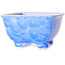 Pot à bonsaï carré blanc et bleu par Heian Kosen - 133 x 133 x 80 mm