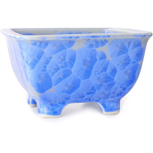 Square white and blue bonsai pot by Heian Kosen - 133 x 133 x 80 mm