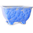 Square white and blue bonsai pot by Heian Kosen - 133 x 133 x 80 mm
