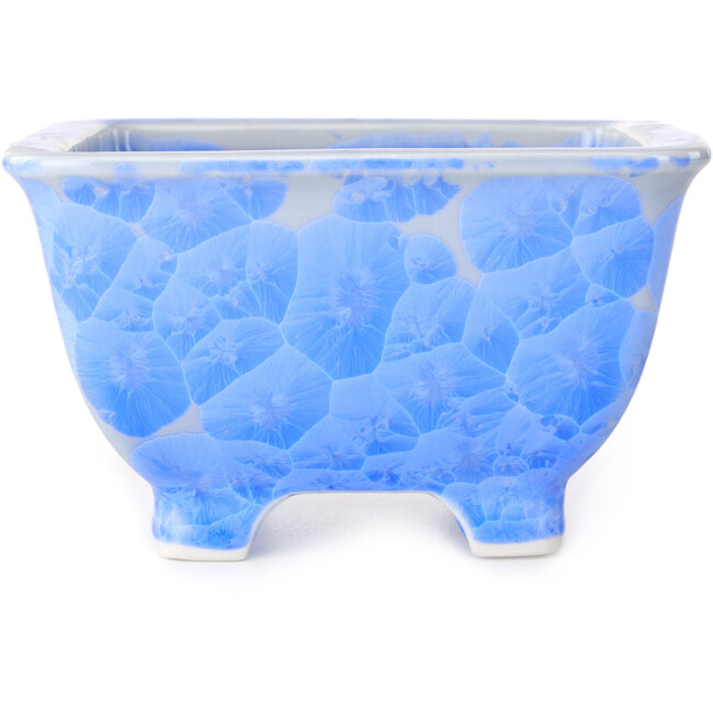 Square white and blue bonsai pot by Heian Kosen - 133 x 133 x 80 mm