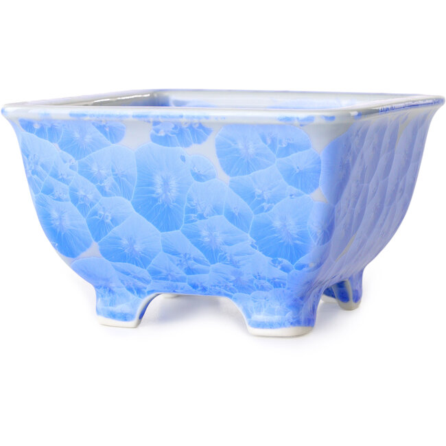 Vaso bonsai quadrato bianco e blu di Heian Kosen - 133 x 133 x 80 mm